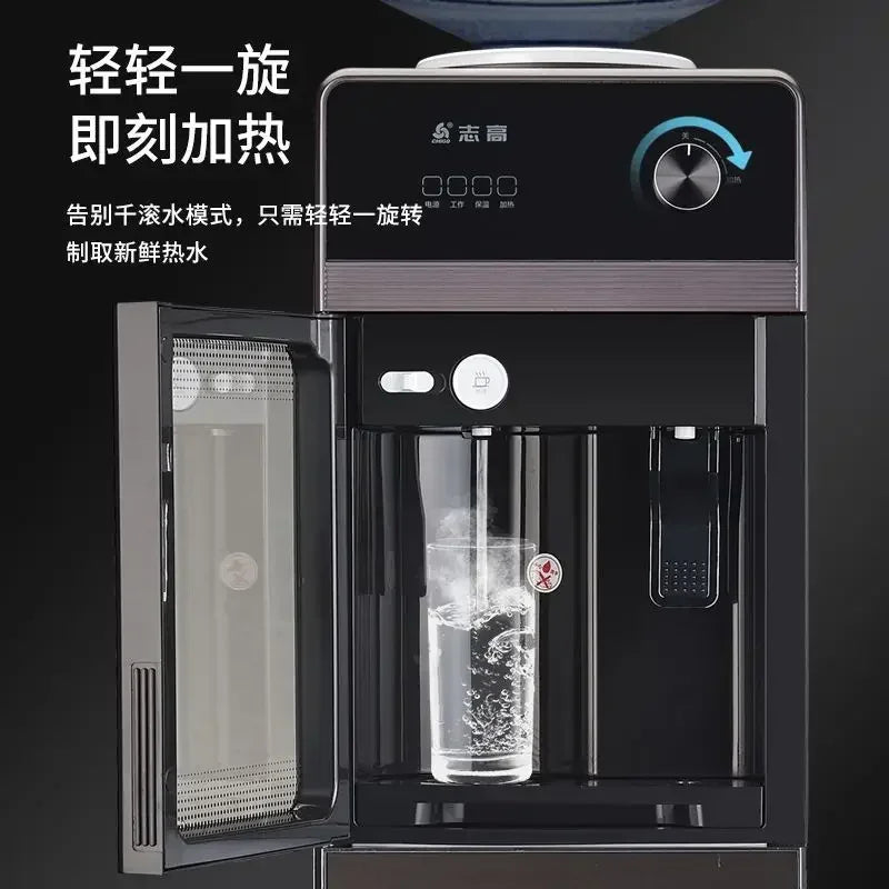 Household water dispenser with top bucket to prevent dry burning with child lock vertical type can cool and heat