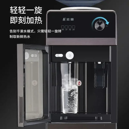 Household water dispenser with top bucket to prevent dry burning with child lock vertical type can cool and heat