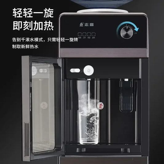 Household water dispenser with top bucket to prevent dry burning with child lock vertical type can cool and heat