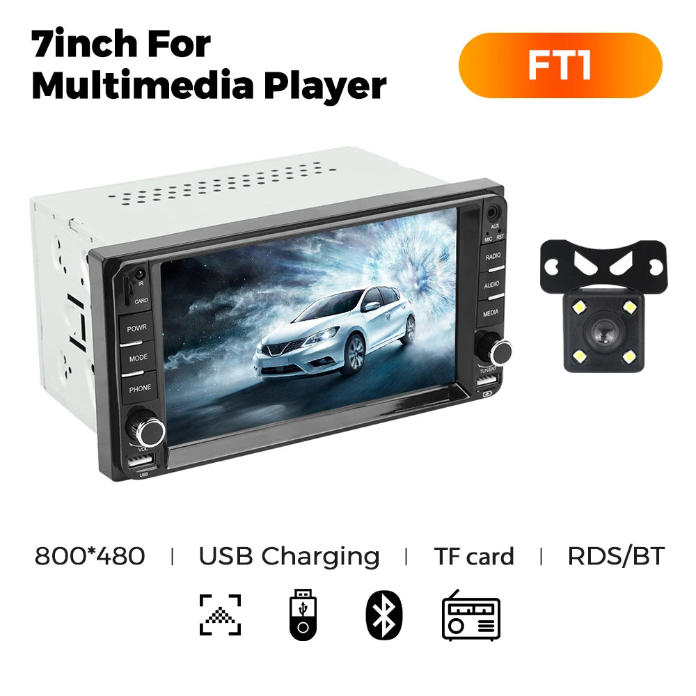 MEKEDE 2din MP5 Car Radio Universal Multimedia 7 inch HD Touch Screen Wired Carplay Android Auto BT USB FM Radio Stereo Audio