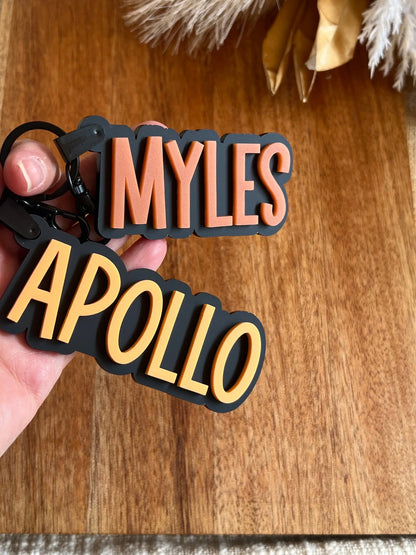 Custom Acrylic Fall/Winter Keychain // Matte Black Luggage Tag | Acrylic Name Tag | Key Ring | Personalized Keychain | Boys' Bac