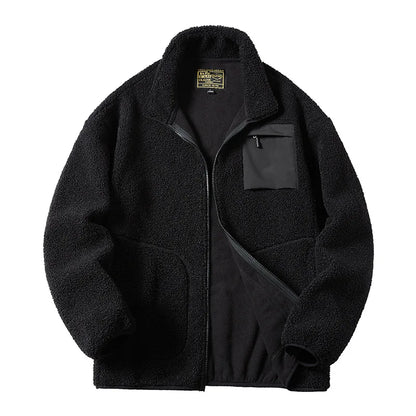 2024 Fashion Fleece Jackets Man Trendy Lamb Wool Coats Outdoor Sports Thick Warm Casual Streetwear Coats Windproof Jacket Male