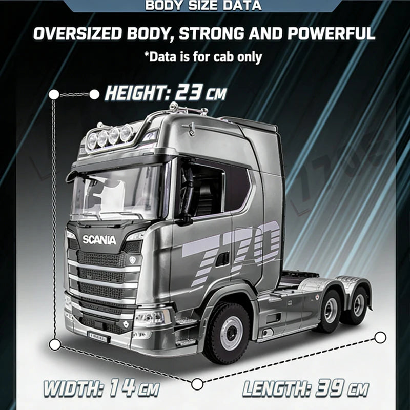Huina 1501 Scania 770s Fully Proportional Remote Controlled Heavy Truck Trailer Model Tractor Car High end Toy Monster Truck1502