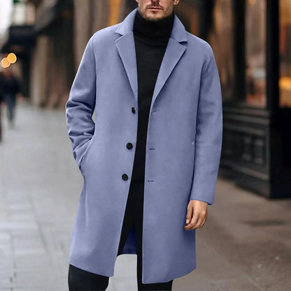 Men Wool Blends Coats Trench Pea Coat 2025 Spring Winter New Solid Color High Quality Men's Wool Jacket Luxurious Brand Clothing