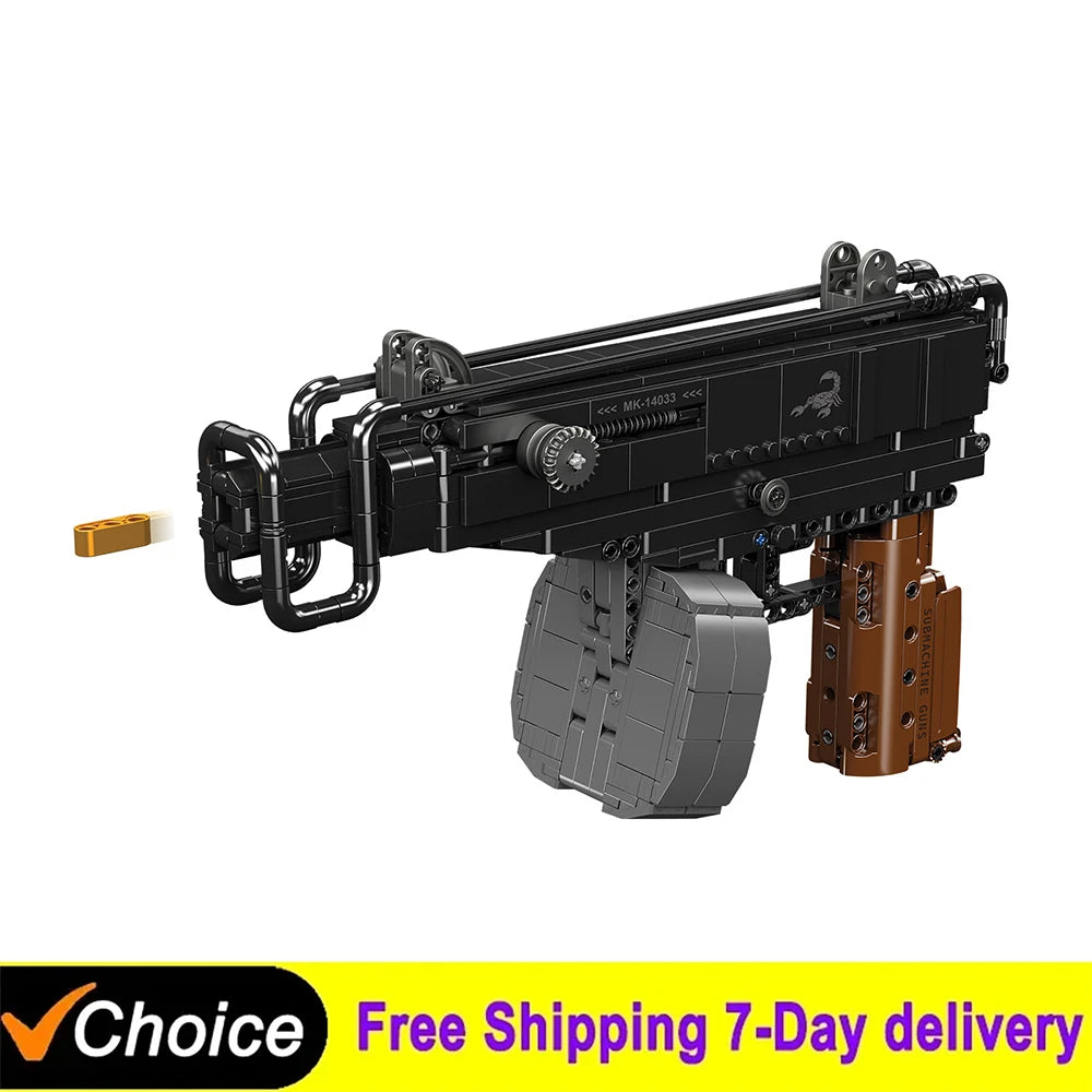 1062Pcs Technical Scorpion Submachine Gun Model Famous War Military Firearms Building Blocks Series Boy toy assembly model gift