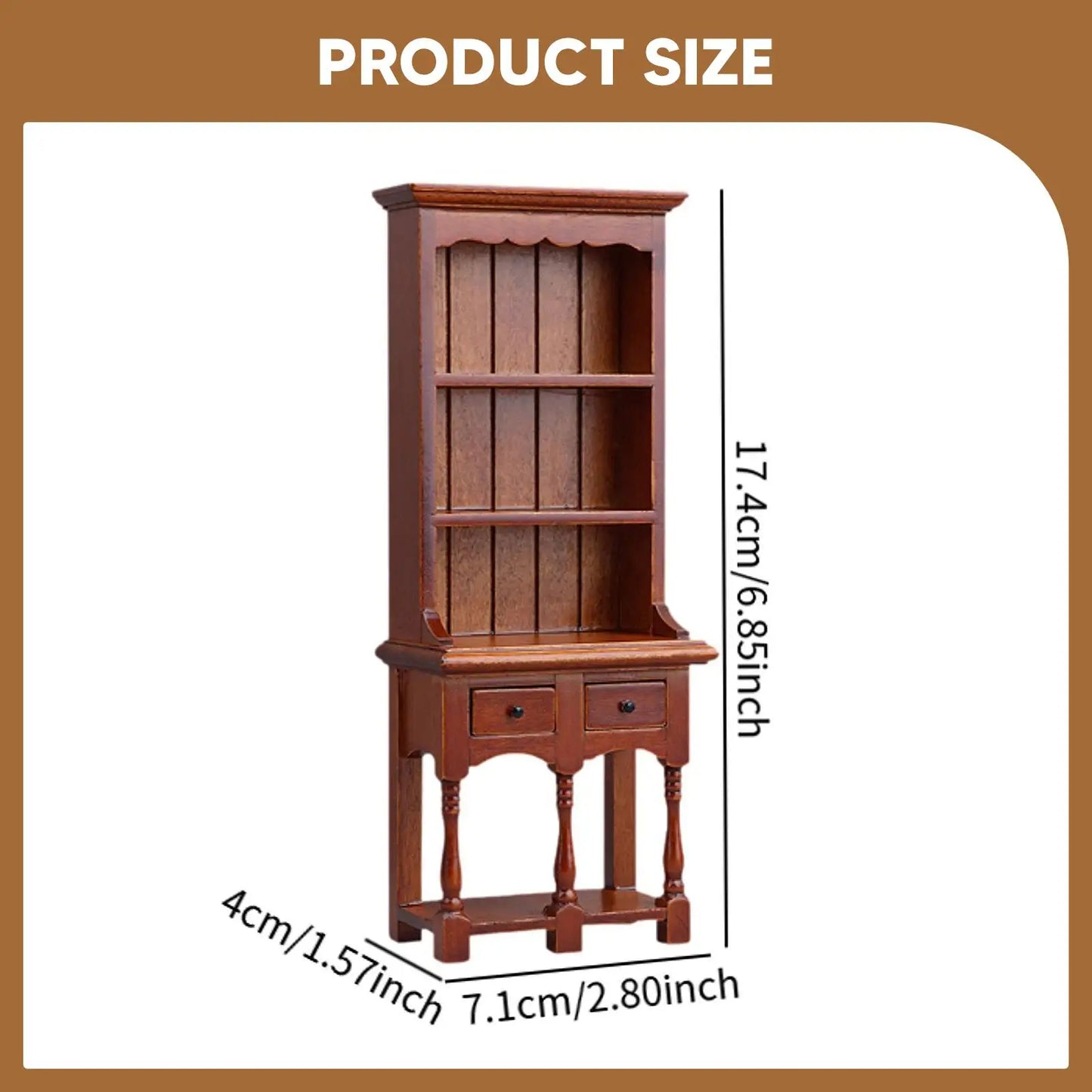 1:12 Scale Dollhouse Bookcase Wooden Miniature Cabinet for Living Room Decor