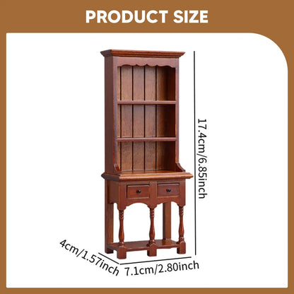 1:12 Scale Dollhouse Bookcase Wooden Miniature Cabinet for Living Room Decor