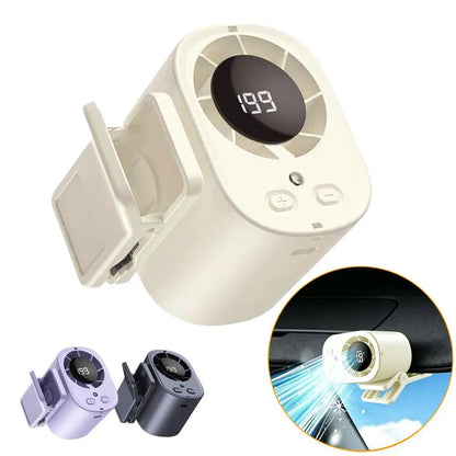 LED Digital Display Cooling Function Car Clip-on Mini Fan Portable Car Electric Fan USB Charging Mute Powerful Airflow Clip Fan