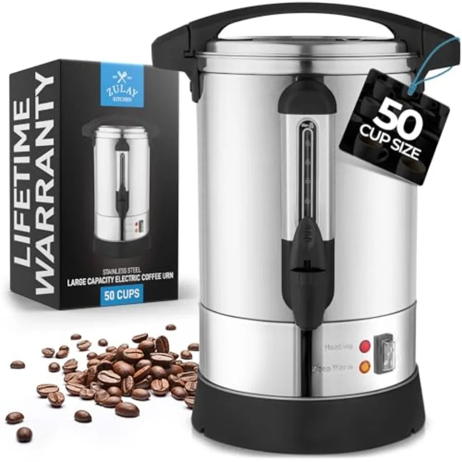Commercial coffee maker for events catering: double-wall stainless steel, silver, quick brew, stays hot for tea beverages