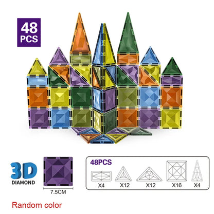 7.5CM Magnetic Tiles Designer Magnetic Building Blocks Montessori Educational Constructor Toys For Children