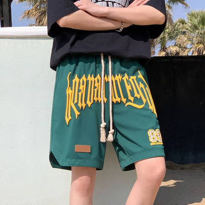 2026 Letter Foam Printed Shorts Men Loose Fit Summer Streetwear Running Sports Short Pants Men Women Hip Hop Half Wide Leg Pants