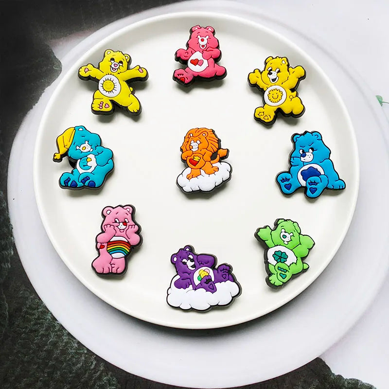 5-100PCS Rainbow Bear Shoes Charms DIY PVC Shoe Bag Wrist Strap Accessories For Wristband Pendant Decoration Kids Party Gifts