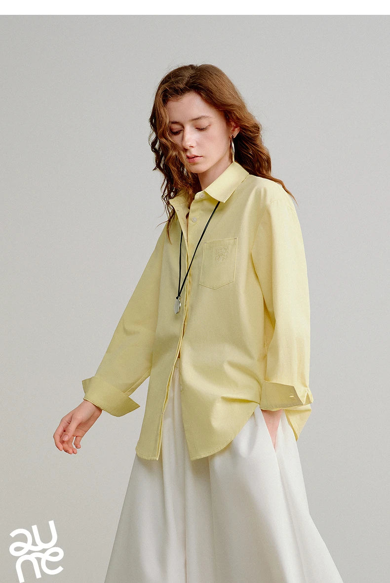 TOYOUTH Women Easy Morning Lazy Shirts 2026 Spring New Wrinkle-Resistant Low-Maintenance Light Spring Cotton Blouses