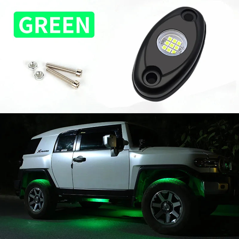 1/2/4pcs Auto chassis lights LED Rock Lamp Contour Decorative Light bottom Atmosphere light for cross-country SUV ATV Dune Buggy