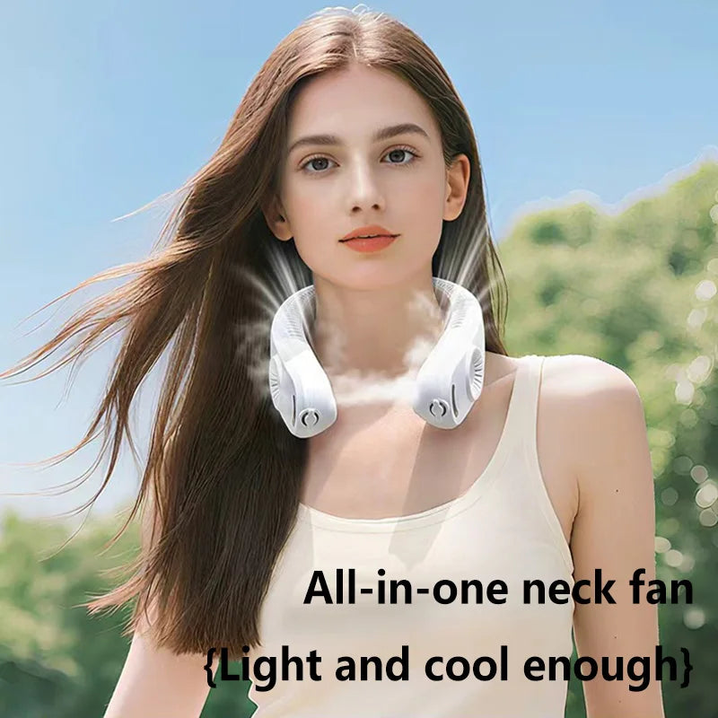 Fast Cooling Neck Fan with Spray Portable Quiet USB Rechargeable Long Battery Life Strong Wind for Students Travel Home Office