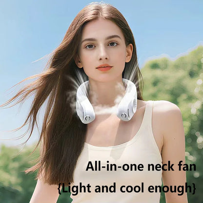 Fast Cooling Neck Fan with Spray Portable Quiet USB Rechargeable Long Battery Life Strong Wind for Students Travel Home Office