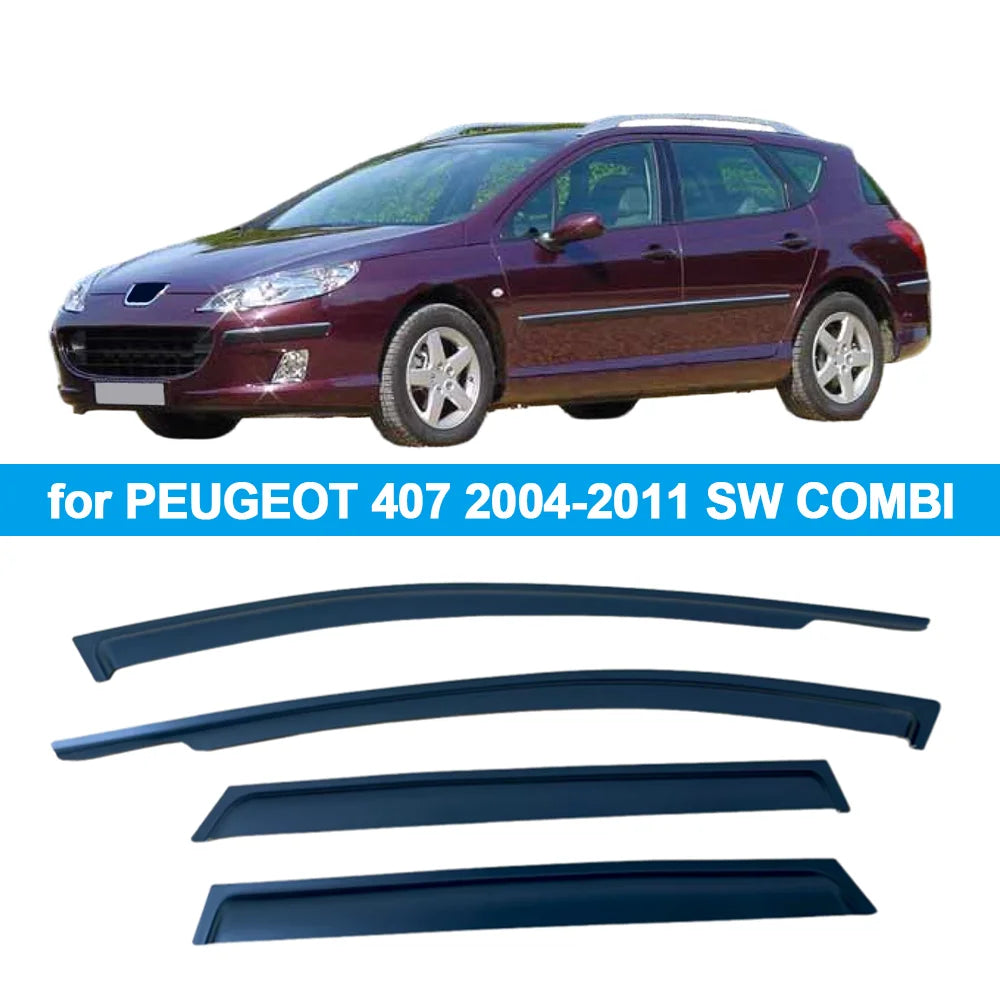 Window Visor for PEUGEOT 407 2004 2005 2006 2007 2008 2009 2010 2011 SW COMBI Wind Deflectors Rain Guards Door Visor Vent Shades