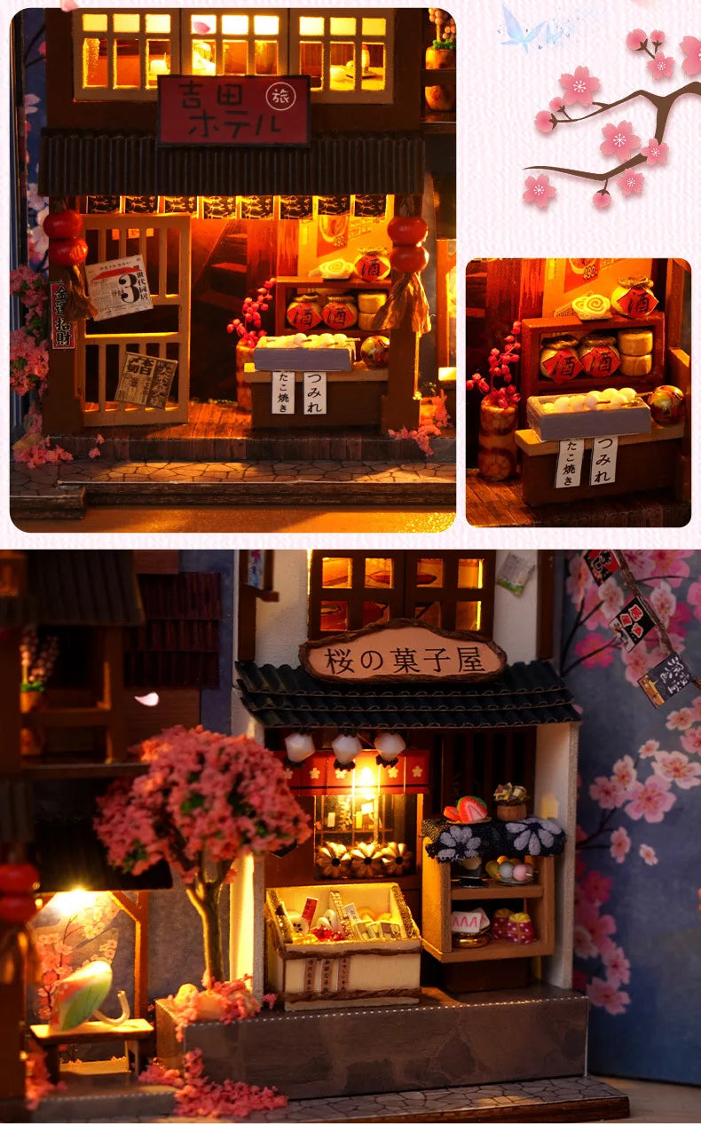 Diy Book Nook Doll House Miniature Wooden Bookshelf Shelf Insert Miniatures House Model Kit Anime Collection Birthday Toy Gifts