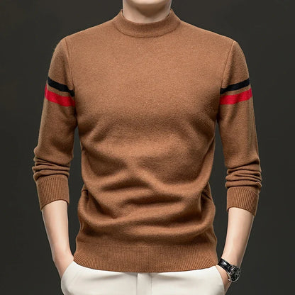 New Autumn and Winter Men's Casual and Fashionable Long Sleeved Round Neck Knitted Sweater Warm and Versatile Top