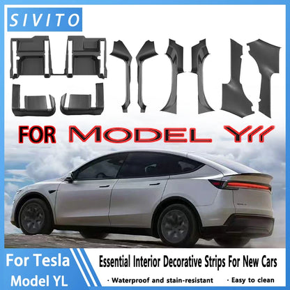 For Tesla Model YL Launch 2026 TPE Front Rear Door Sill Protector Threshold Strip Anti-kick Guard Panel Interior Decoration Set