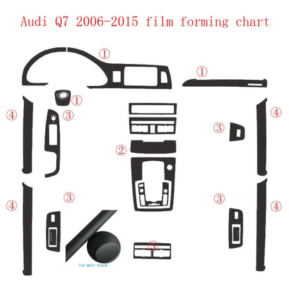 For Audi Q7 2006-2015 Interior Central Control Panel Door Handle 5D Carbon Fiber Stickers Decals Car styling Accessorie