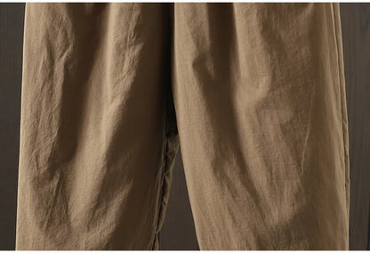 Retro  Color Cotton Filled Casual Loose Harem Pants Small Footed Trousers Winter Outerwear for Women plus Size