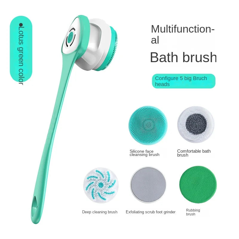 Silicone Body Scrubber Electric Shower Brush Cordless USBcharge Bath Washing Silicon Back Massage Foot Exfoliating Skin Friendly