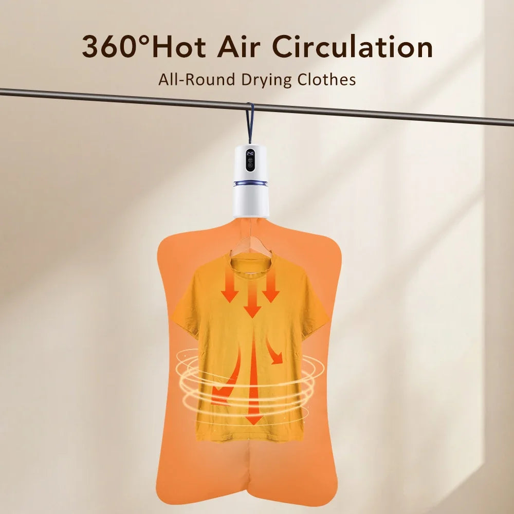 Portable Clothes Dryer Clothing Fast-Drying Machine Mini Laundry Dryer with Bag Household Shoes Dryer for Home Apartment Travel