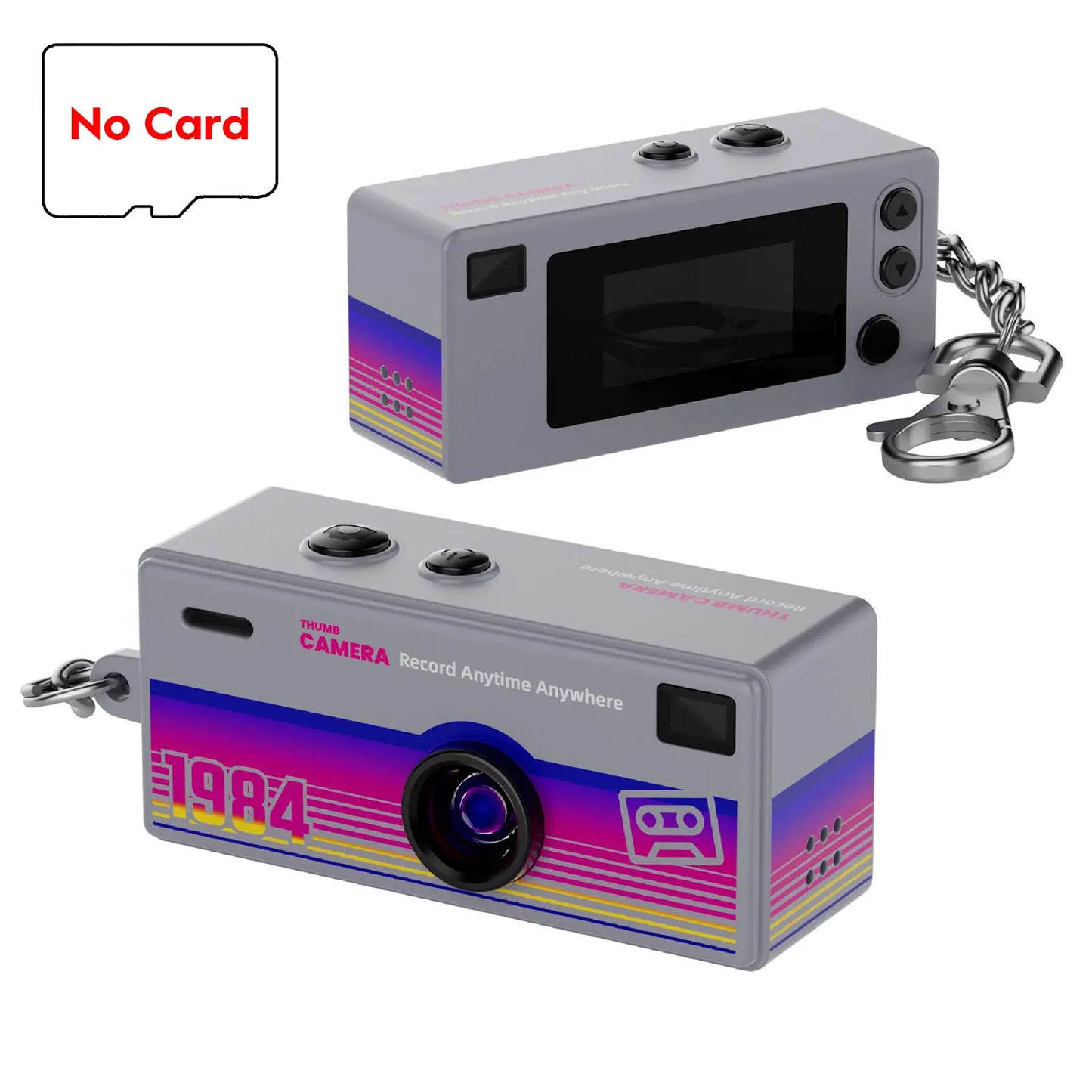 Thumb Keychain Camera 0.96 Inch Retro Mini Action Cameras 1080P Mini Camcorder Audio Video Recorder Support Memory Card for VLOG