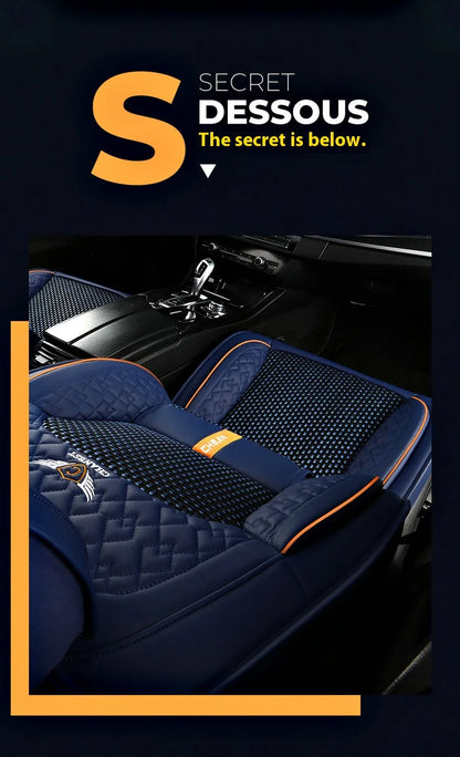 5-seat  car seat cover, new nappa leather ice silk fixed lumbar support, four-season universal, suitable for most cars