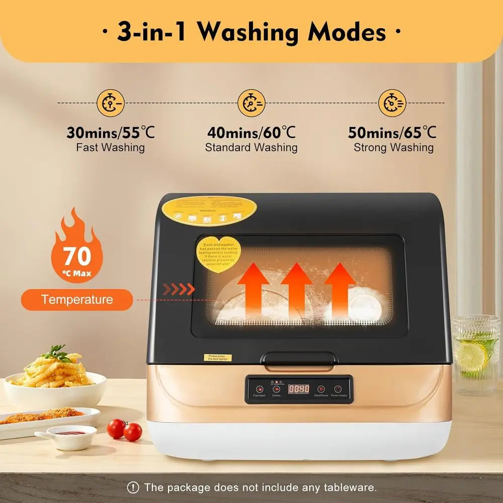 Portable Countertop Dishwasher for 4-6 Sets, Compact Mini Dish Washer with 8L Water Consumption,No Installation Needed，800W Dish