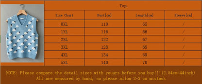 Women's plus size sheep pattern round neck knitted vest, casual and elegant spring and summer women's clothing