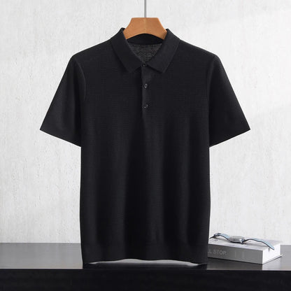 Summer new business casual short-sleeved men's POLO collar 100% Lyocell T-shirt knitted plus size youth sweater