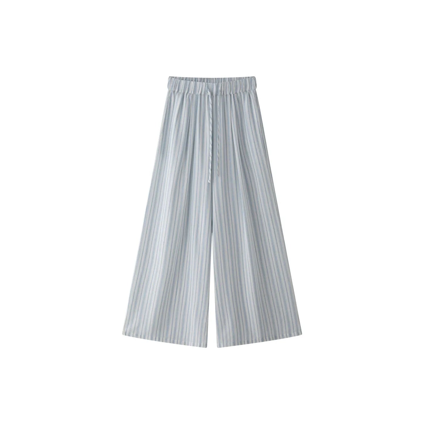 HanOrange 2026 Summer Vacation Stripe Loose Casual Pants Women Loose Wide Legs Breathable Trousers White Coffee/Blue White