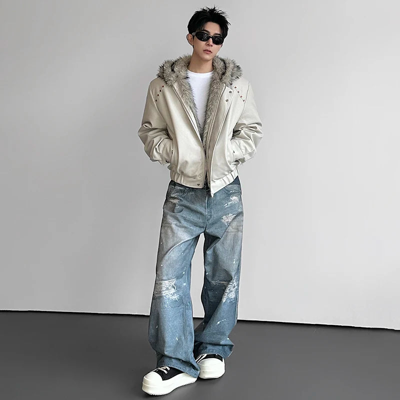 LUZHEN 2025 Winter Original Reversible Design Faux Fur Liner Hooded Parka Jacket Men's Handsome High Quality Padded Coat JY5671