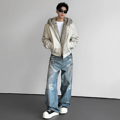 LUZHEN 2025 Winter Original Reversible Design Faux Fur Liner Hooded Parka Jacket Men's Handsome High Quality Padded Coat JY5671