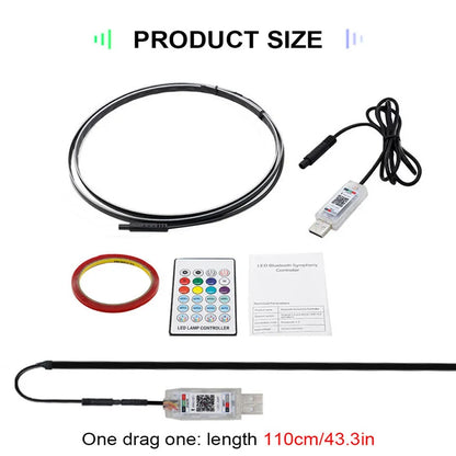 BLALION Car LED Ambient Strip Light 110cm USB Plug With App Remote Control Atmosphere Lights Auto Interior Decorative Lamp Fiber