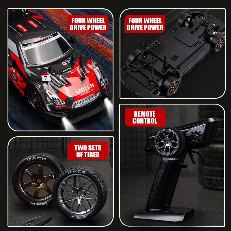 1: 16 Four-Wheel Drive Remote Control Car Simulation Headlight Variable Speed Drift Racing Car Children's Electric Toy Car Model