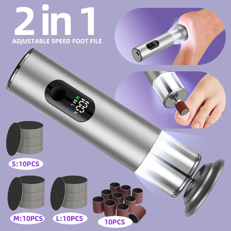High Quality Electric Foot Callus Remover, Auxiliary Lighting, Unisex, with 30pcs Sandpaper Discs, electric Callus Remover Tool