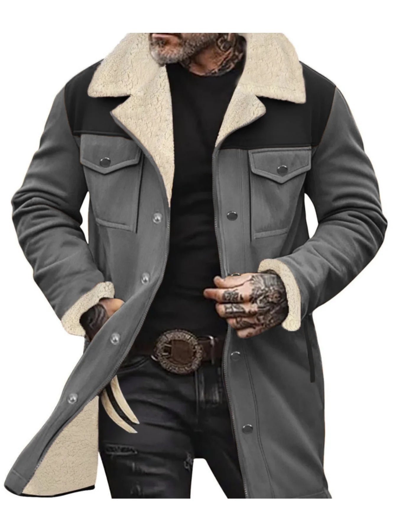 Warm Trech Men's Winter Trench Coat Windproof Fleece Lined EU Fit Street to Office Mans Wear