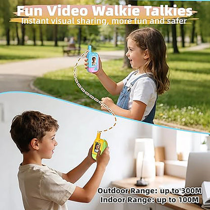 2 Pack Kids Video Walkie Talkies, Rechargeable Two Way Radio with Voice Changer and HD Camera, Indoor Outdoor Camping Hiking Toy
