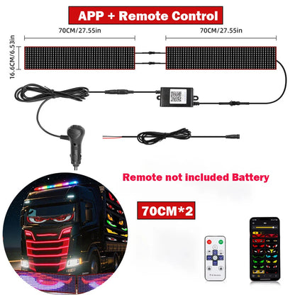 Windshield Board LED Devil Eyes Dynamic Soft Screen Light APP Remote Custom Text Music Mod For Car For Truck For BUS
