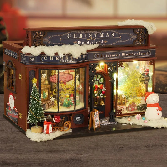 DIY Wooden Christmas Wonderland Cottage Bookend Toy Model Handmade Assembly Kit 3D Puzzle 100-500 Pieces 14 Years & up