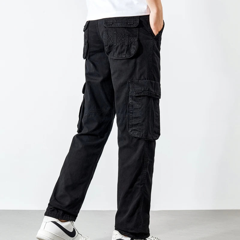 Mens Casual Pants Cotton Cargo Pants Sports Wear Khaki Black Classic Outdoor Trousers Regular Fit Y2K Clothings Male Sweatpants