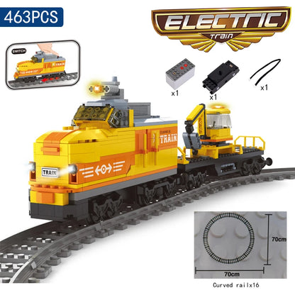City Trains Flexible Tracks Forked Straight Curved Rails Switch Building Block Bricks High-Tech Creative Toys for kids gifts