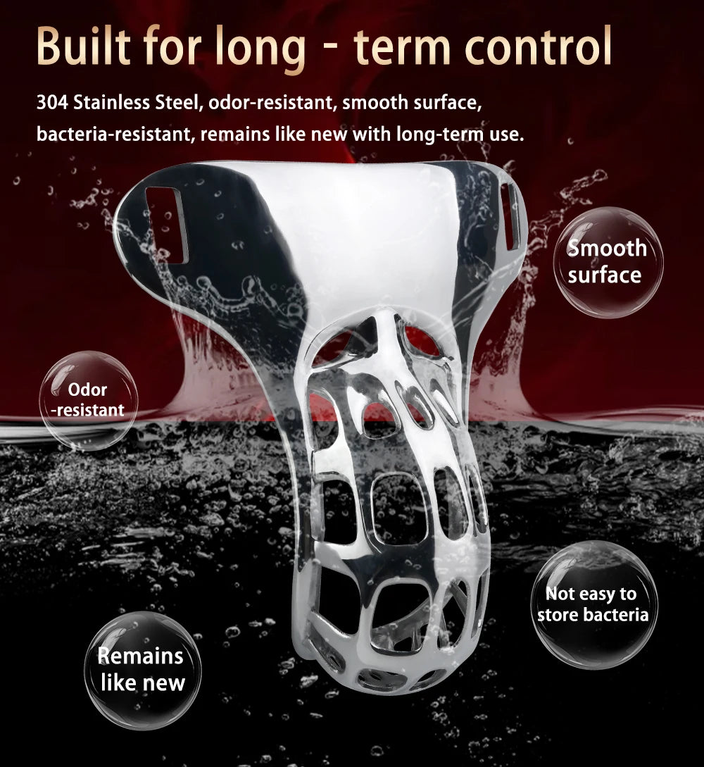 QKKQ Wearable Heavy Stainless Steel Adult Briefs With Microfiber Leather Cock Cages Penis Bondage Chastity Cage Metal Underwear