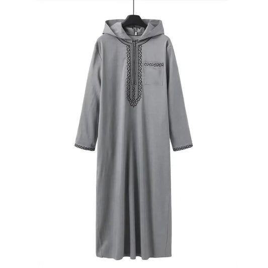 Men's Loose Fitting Hooded Luxury Embroidered Long Sleeved Traditional Ethnic Clothing