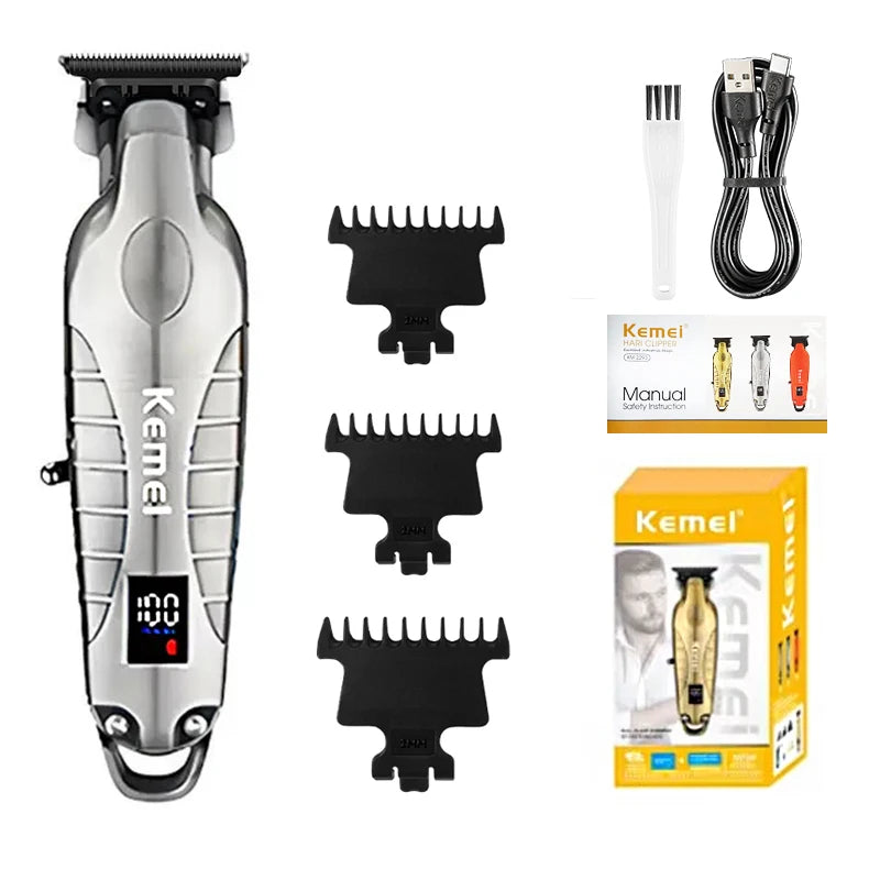 Kemei KM-2293 7000RPM Barber Professional Electric Hair Clipper Trimmer Cordless USB Charging Rechargeable Hair Clippers