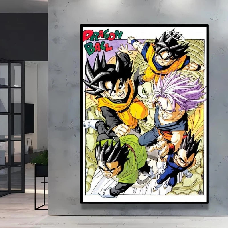 Dragon Ball Poster Super Saiyan Wall Art Goku Themed Painting Vivid Battle Design Durable Canvas Perfect for Anime Room Decor