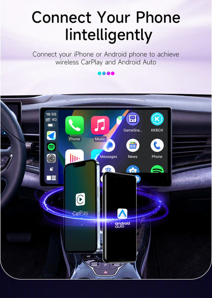 Android 13 HEYINCAR CarPlay AI Box Qualcomm SM6225 Wireless CarPlay Android Auto Smart TV Box For Netflix YouTube 4+64G 8+128G